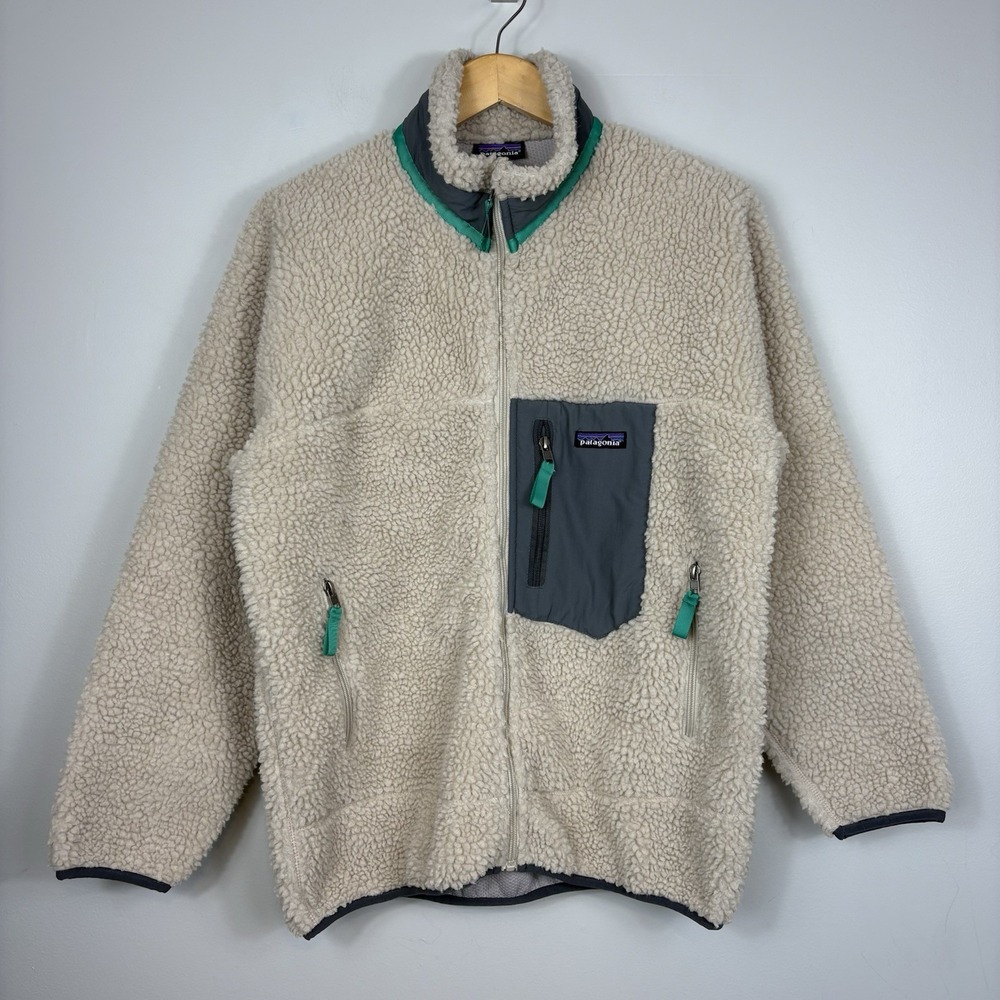 Patagonia Classic Retro-X Jacket Mens S Cream Gray Sherpa Full Zip 23056